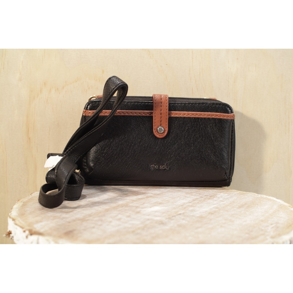 The Sak Black Leather Crossbody Wallet Bag Phone Case Organizer